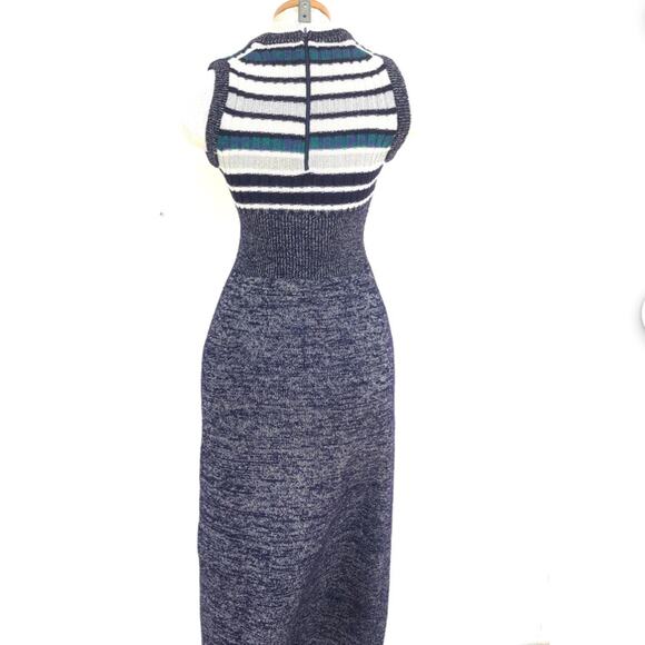 Vtg Jon Michels 1970 knit wool blend metallic strip woven maxi dress 9-10 - Picture 5 of 5